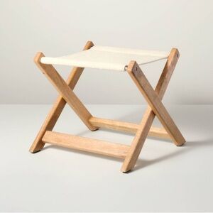 Target Hearth & Hand Magnolia Foldable Outdoor Patio Stool Natural/ Cream NEW